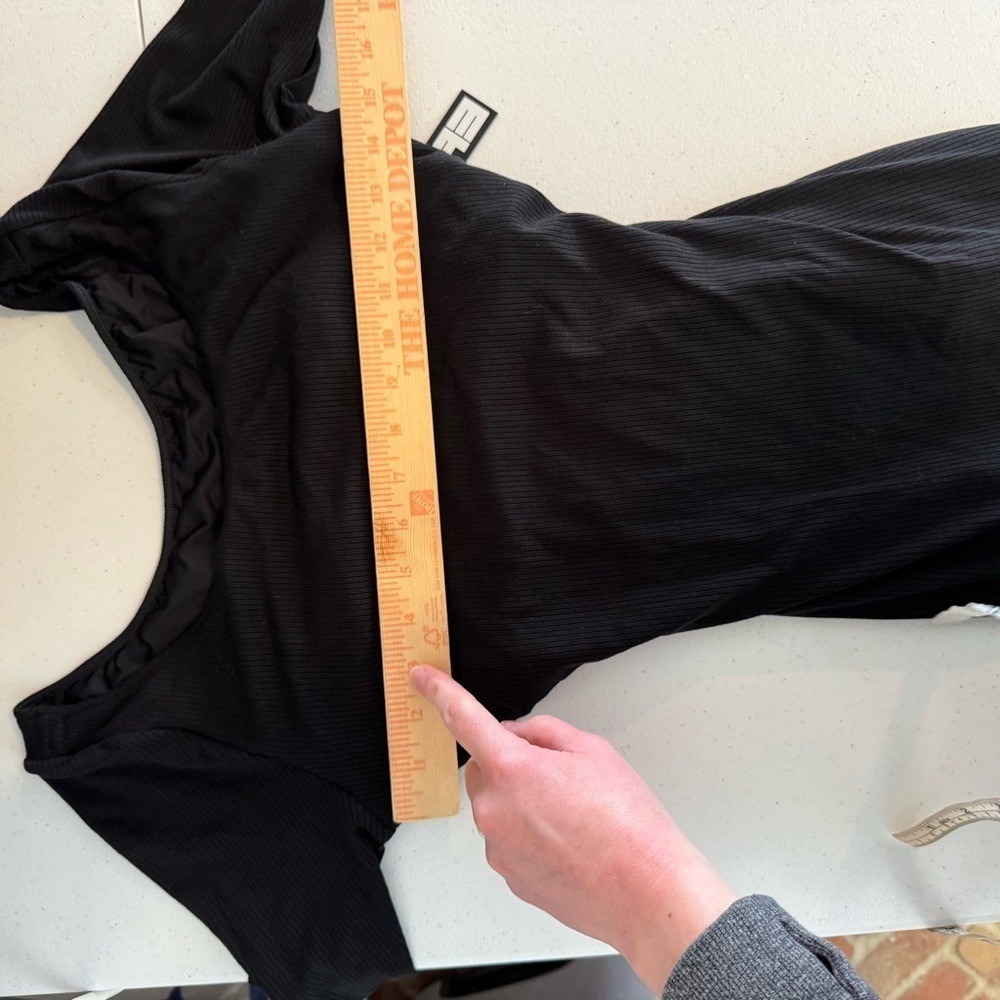 TA3 Scoopy Long Sleeve Rib Mermaid maxi black Dress NWT Size Large regular long - Picture 3 of 6